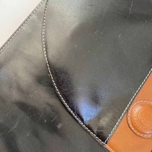 I Santi Vintage Leather Envelope Handbag Oversized Clutch Strap Black Brown - Picture 3 of 9
